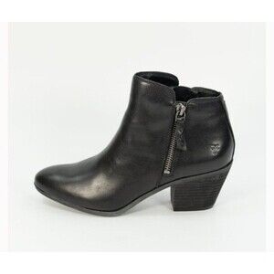 Frye Black Leather Stacked Heel Zippered Ankle Boots Women’s Size 9 M